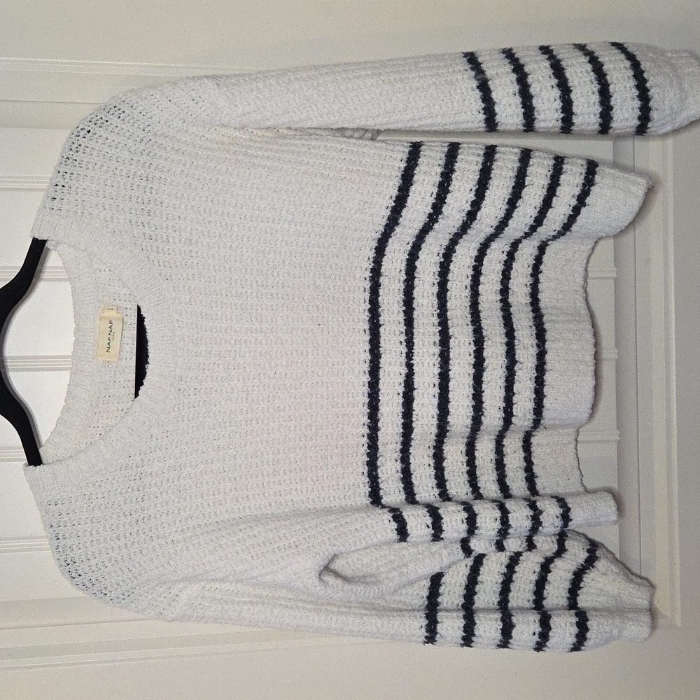 Fuzzy Crop Sweater With Stripes - Picture 3 of 5